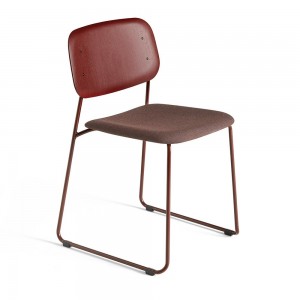 Silla con asiento tapizado Soft Edge 50 de roble con estructura de acero de gran diseño moderno para espacios interiores