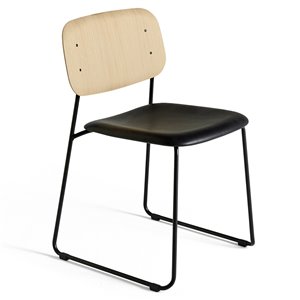 Silla con asiento tapizado Soft Edge 50 de roble con estructura de acero de gran diseño moderno para espacios interiores