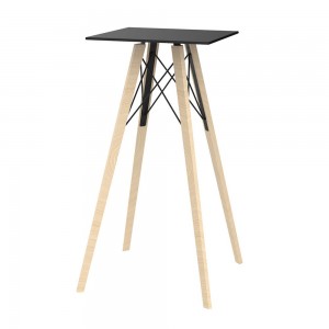 Mesa cuadrada alta Faz Wood para bar y taburetes Vondom