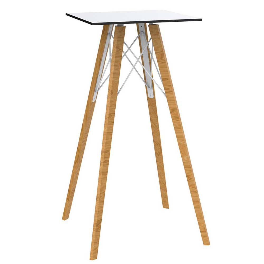 Mesa cuadrada alta Faz Wood para bar y taburetes Vondom