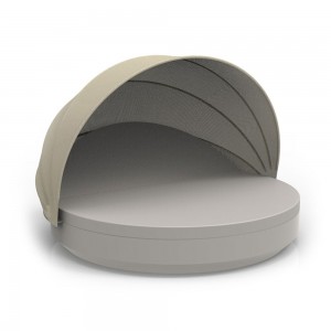 Cama Vela Daybed Basic redonda reclinable con parasol plegable