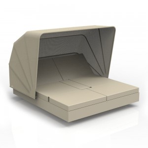 Cama Vela Daybed cuadrada con parasol y 4 cabezales reclinables