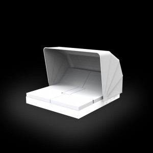 Cama Vela Daybed cuadrada con parasol y 4 cabezales reclinables