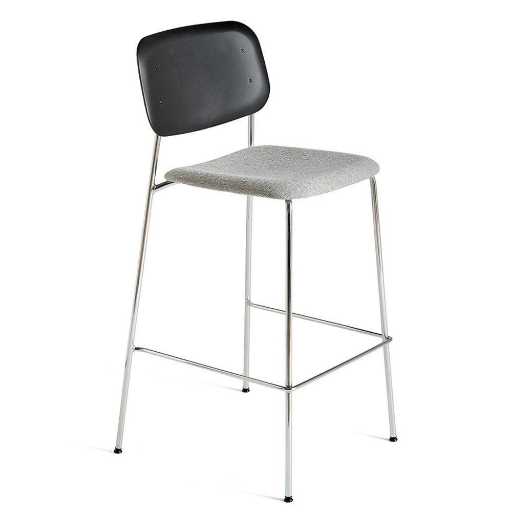 Taburete Soft Edge 95 tapizado con respaldo de polipropileno.