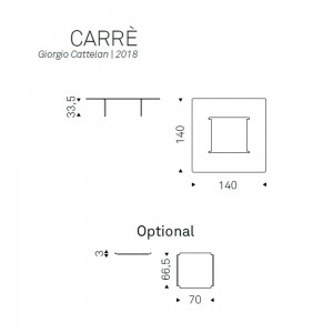 Mesa centro Carrè de Cattelan Italia. Mesa auxiliar de cristal para salón.
