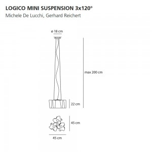 Lógico mini suspensión 3x120º de Artemide. Tienda online lámparas modernas.