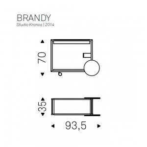 Carrito Brandy de Cattelan Italia. Carrito en acero con estantes de madera.