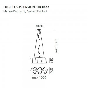 Lógico suspensión 3 in linea de Artemide. Tienda de lámparas modernas.