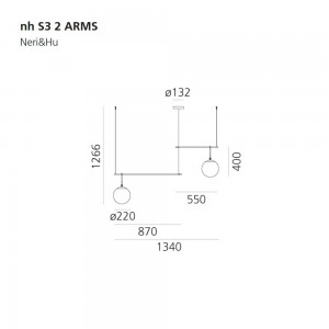 Lámpara de suspensión NH S3 2 arms Artemide con un diseño moderno y elegante.