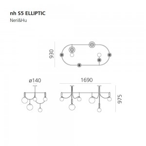 Lámpara de suspensión NH S5 elliptic Artemide con diseño moderno y elegante.