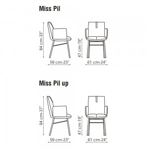 Silla Miss Pil de Bonaldo. Silla con brazos tapizada. Diseño italiano.