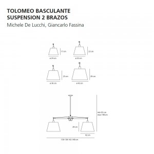 Tolomeo Basculante suspendida dos brazos Artemide. Diseño interior.