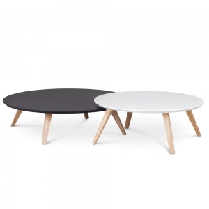 Mesa auxiliar Oblique de Prostoria con tapa de MDF. Mesa diseño de madera.