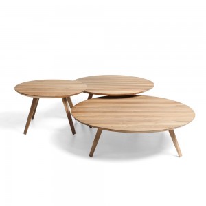 Mesa auxiliar Oblique de Prostoria con tapa de MDF. Mesa diseño de madera.