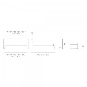 Cama con cabezal Tahiti del fabricante Horm. Cama de diseño italiano.