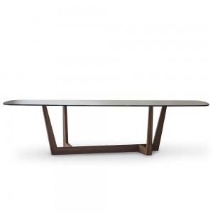 Mesa fija ArtWood redondeada. Mesa de diseño moderno italiano. Bonaldo.