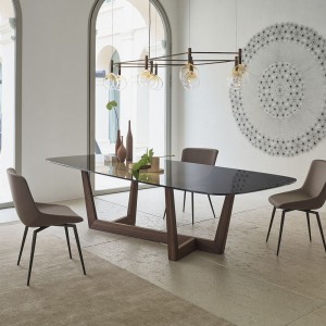 Mesa fija ArtWood redondeada. Mesa de diseño moderno italiano. Bonaldo.