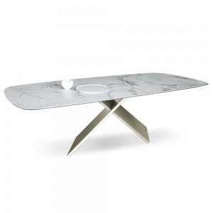 Mesa AX fija de Bonaldo. Moderna mesa redondeada de calidad italiana.