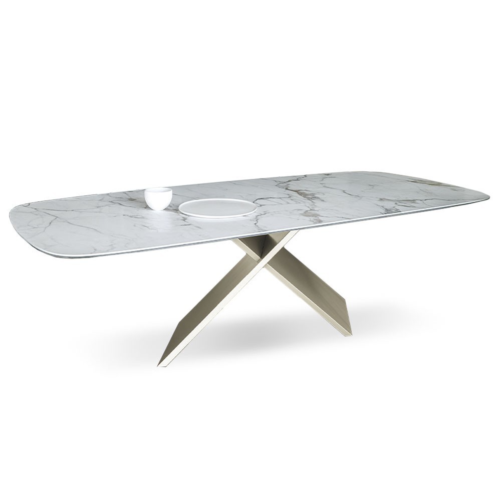 Mesa AX fija de Bonaldo. Moderna mesa redondeada de calidad italiana.