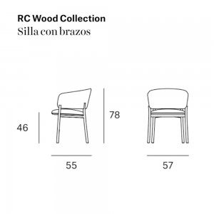Silla con brazos comedor RC con pies madera de Blasco&Vila. Sillones tapizados.