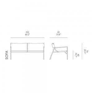 Sofá Tout Le Jour Horm. Sofa de diseño para salón en metal pintado y cuero