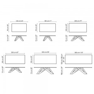 Mesa fija Big Table con sobre en cerámica de Bonaldo. Ideal para salón.