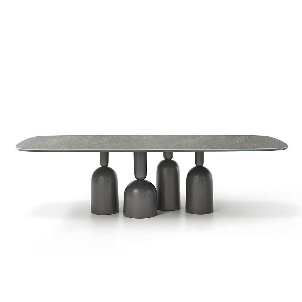 Mesa Cop rectangular con sobre en cerámica o mármol de Bonaldo.