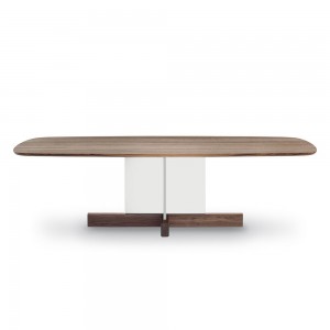 Mesa Cross Table glass Bonaldo. Mobiliario de diseño italiano para salones.