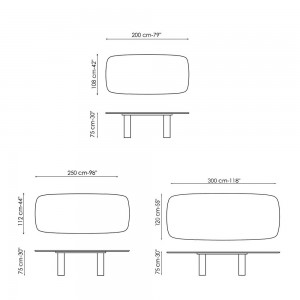 Mesa Geometric Bonaldo. Diseño rectangular redondeado. Ideal para salón.