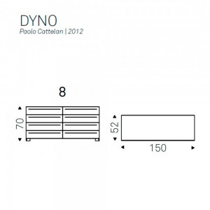 Cómoda Dyno de Cattelan Italia. Cómoda con frontal de cajones tapizados.