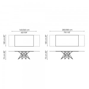 Mesa Octa rectangular de Bonaldo. Moderno diseño italiano extensible.
