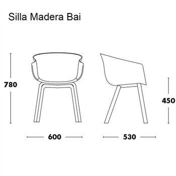 Silla Bai madera polipropileno de Ondarreta. Sillas de diseño. Silla de madera.