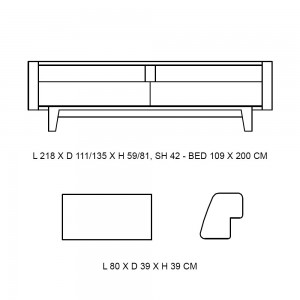 Sofá cama de diseño Wood de Softline. Sofá cama para dormitorio o salón.