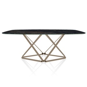 Mesa Delta de cantos redondeados de Bontempi. Mesas fijas de diseño italiano.