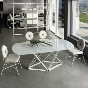 Mesa Delta Extensible Redondeada de Bontempi. Mesas extensibles de diseño italiano.