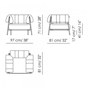 Sillón Tirella tapizado de Bonaldo. Mobiliario de muebles de diseño italiano.