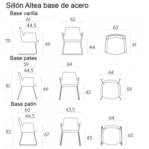 Sillón Altea acero Inclass. Sillones modernos para oficinas y salones.