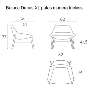 Butaca Dunas XL madera Inclass. Diseño elegante tapizado ideal para salón.