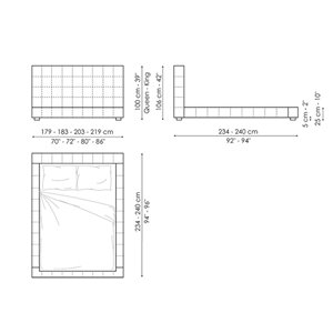 Cama Squaring alto de Bonaldo. Mobiliario de diseño. Diseño moderno.