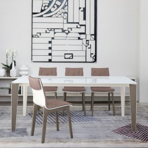 Mesa Senso Extensible Cristal/Madera de Bontempi. Muebles modernos de diseño italianos.