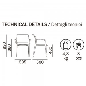 Sillón Ara 315 de Pedrali. Sillas de diseño. Silla moderna de exterior.