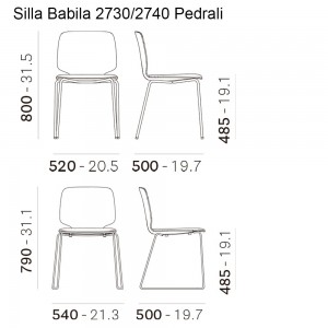 Silla Babila 2730/2740 de Pedrali. Sillas de diseño modernas para comerdor.