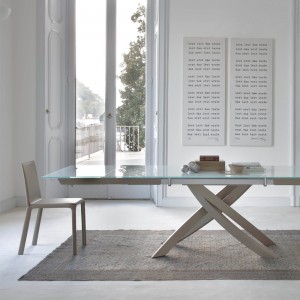 Mesa Artistico Extensible Cristal de Bontempi. Muebles modernos italianos.