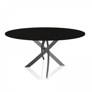 Mesa Barone Redonda Cristal de Bontempi. Mesas fijas modernas de diseño italiano.