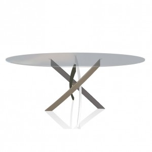 Mesa Barone Ovalada de Bontempi. Mesas con sobre de cristal de diseño italiano.