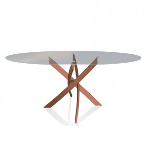 Mesa Barone Ovalada de Bontempi. Mesas con sobre de cristal de diseño italiano.