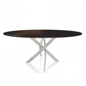 Mesa Barone Ovalada de Bontempi. Mesas con sobre de cristal de diseño italiano.