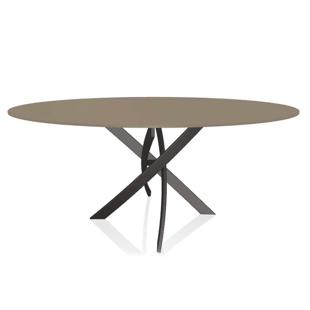 Mesa Barone Ovalada de Bontempi. Mesas con sobre de cristal de diseño italiano.