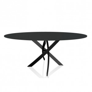 Mesa Barone Ovalada de Bontempi. Mesas con sobre de cristal de diseño italiano.