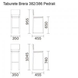 Taburete Brera con respaldo Pedrali